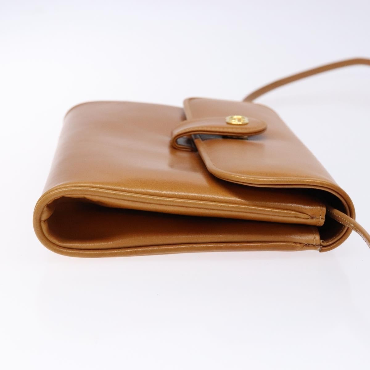 Gucci Vintage Flap Crossbody Bag Leather, BROWN, LEATHER, Shoulder bag