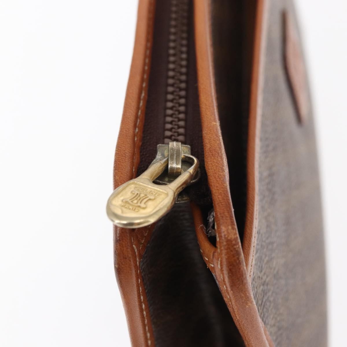 Celine Macadam Pochette Canvas and Leather, BROWN, CANVAS, Clutche & pouche