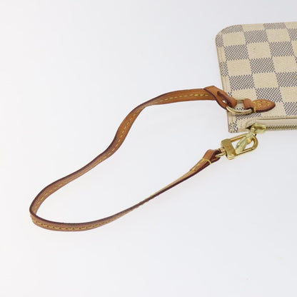 Louis Vuitton Neverfull Pochette Damier, WHITE, CANVAS, Clutche & pouche