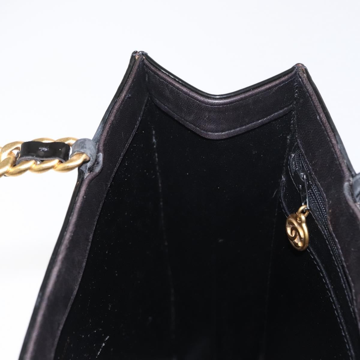 Chanel Chocolate bar tote Leather, BLACK, PATENT_LEATHER, Handbag