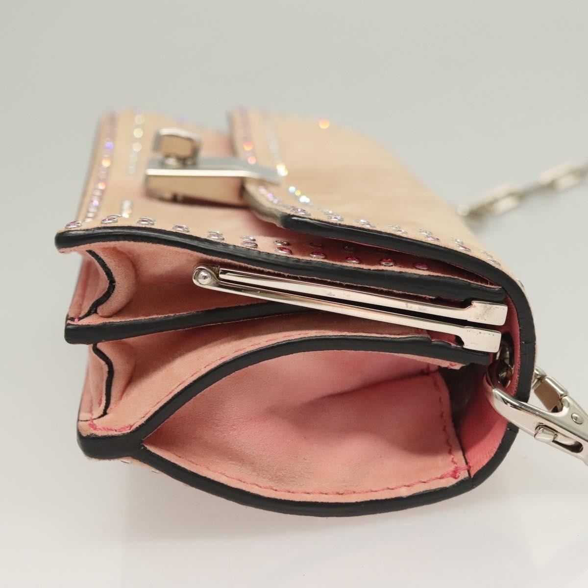 Valentino Garavani Turnlock Chain Shoulder Bag Suede, PINK, SUEDE, Shoulder bag