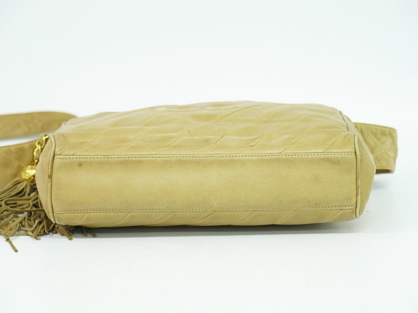 Chanel Vintage Diamond CC Camera Bag Quilted Leather, BEIGE, LEATHER, Crossbody bag