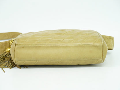 Chanel Vintage Diamond CC Camera Bag Quilted Leather, BEIGE, LEATHER, Crossbody bag