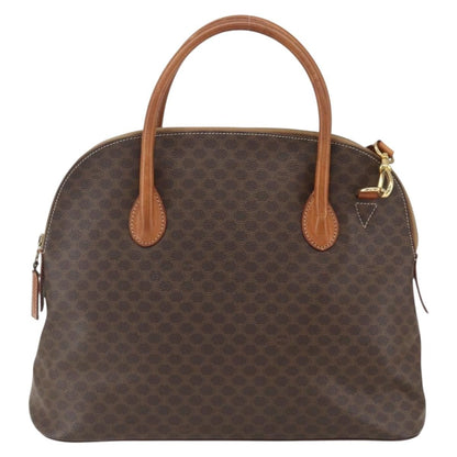 Celine Vintage Macadam Handbag Canvas and Leather, BROWN, CANVAS, Handbag