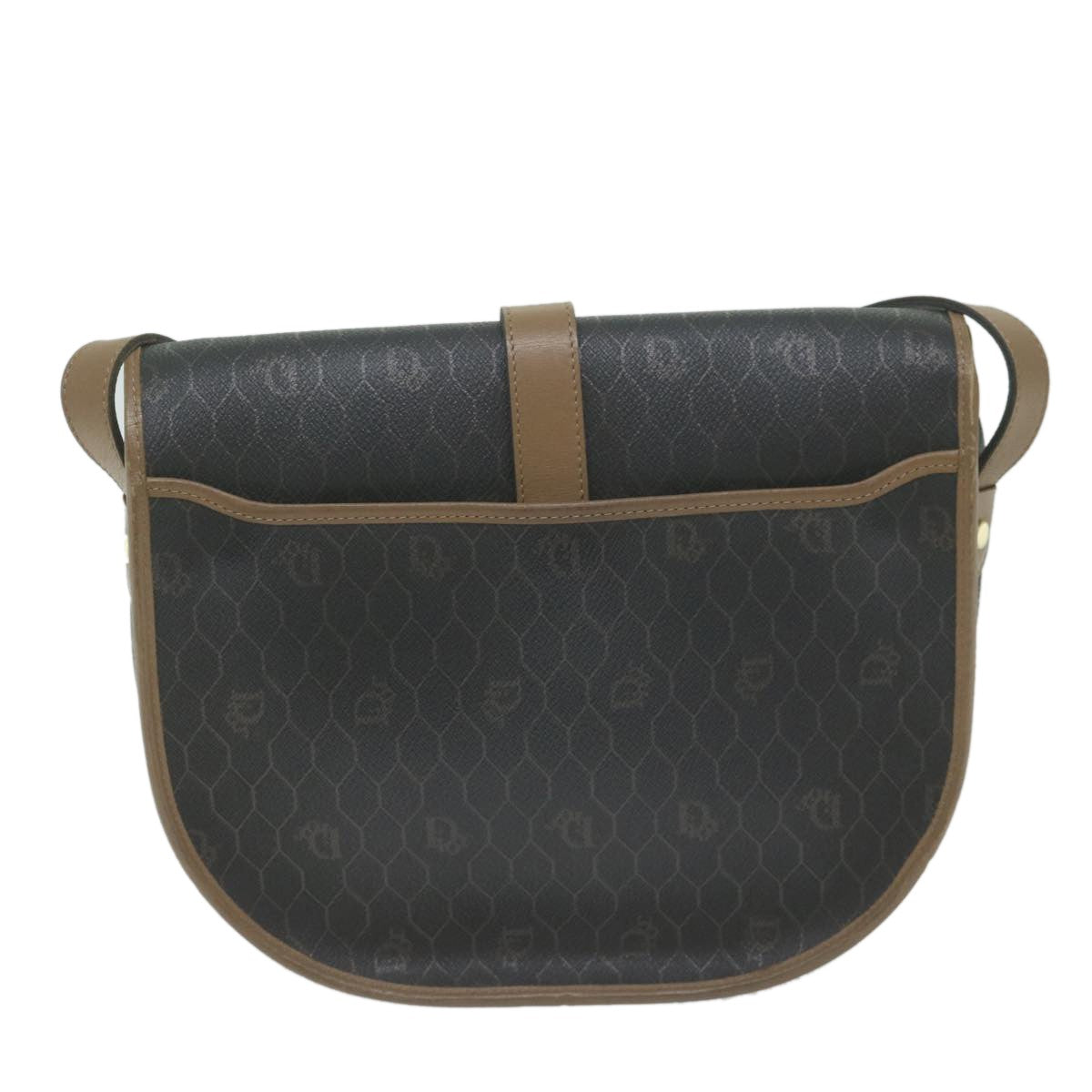 Christian Dior Vintage Honeycomb Flap Crossbody Bag Canvas and Leather, BLACK, CANVAS, Crossbody bag