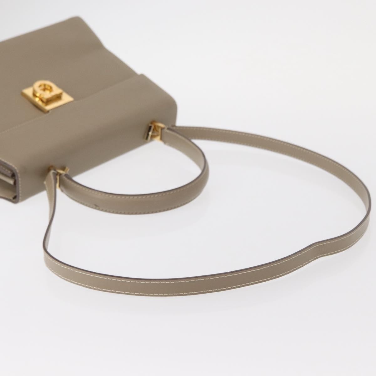 Salvatore Ferragamo Gancini Top Handle Flap Bag Leather, BEIGE, LEATHER, Handbag