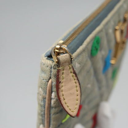 Louis Vuitton New Wave Zipped Pochette Monogram Embroidered Quilted Denim, BLUE, DENIM_JEANS, Clutche & pouche