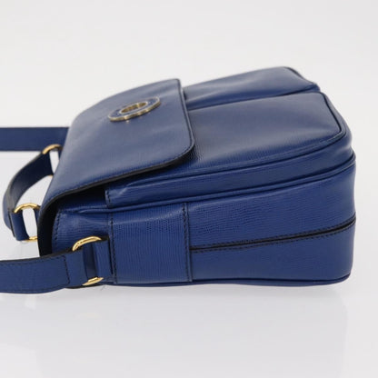 Celine Vintage Circle Logo Crossbody Bag Leather, BLUE, LEATHER, Shoulder bag