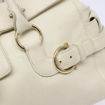 Salvatore Ferragamo Gancini top handle Leather, WHITE, LEATHER, Tote bag