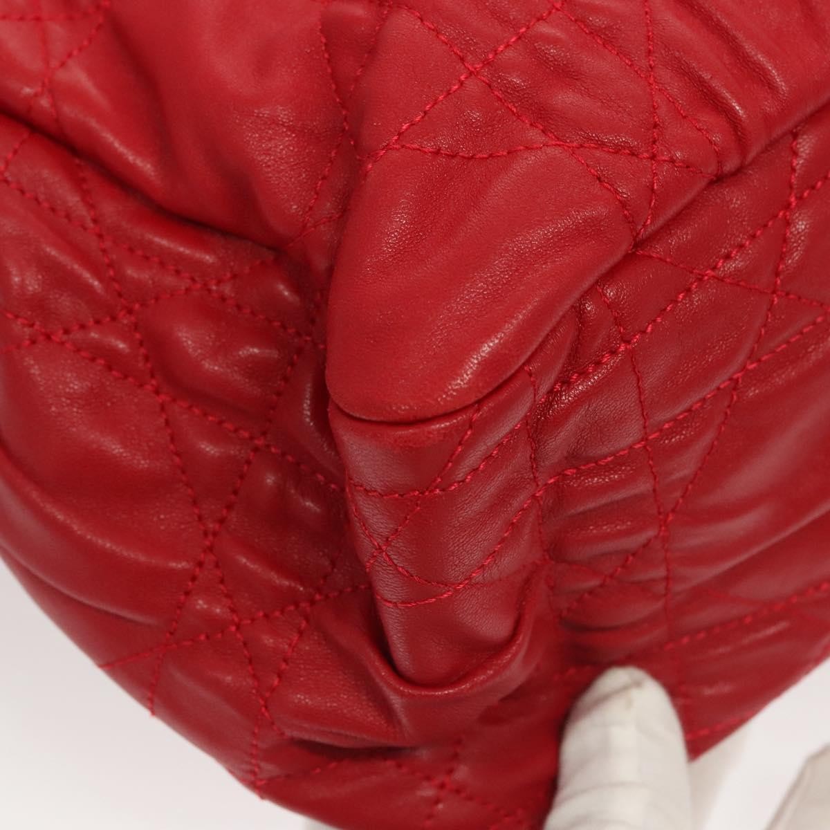 Christian Dior Delidior Chain Shoulder Bag Cannage Quilt Leather, RED, LEATHER, Shoulder bag