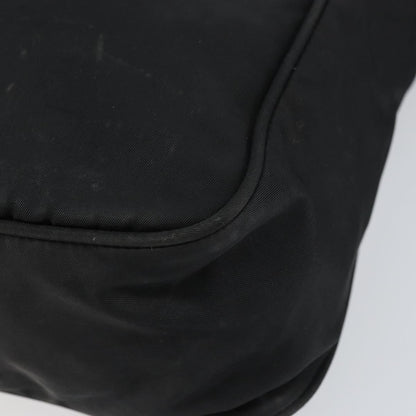 Prada Front Pocket Zip Messenger Bag Tessuto with Saffiano Leather, Black, Nylon, Shoulder Bag