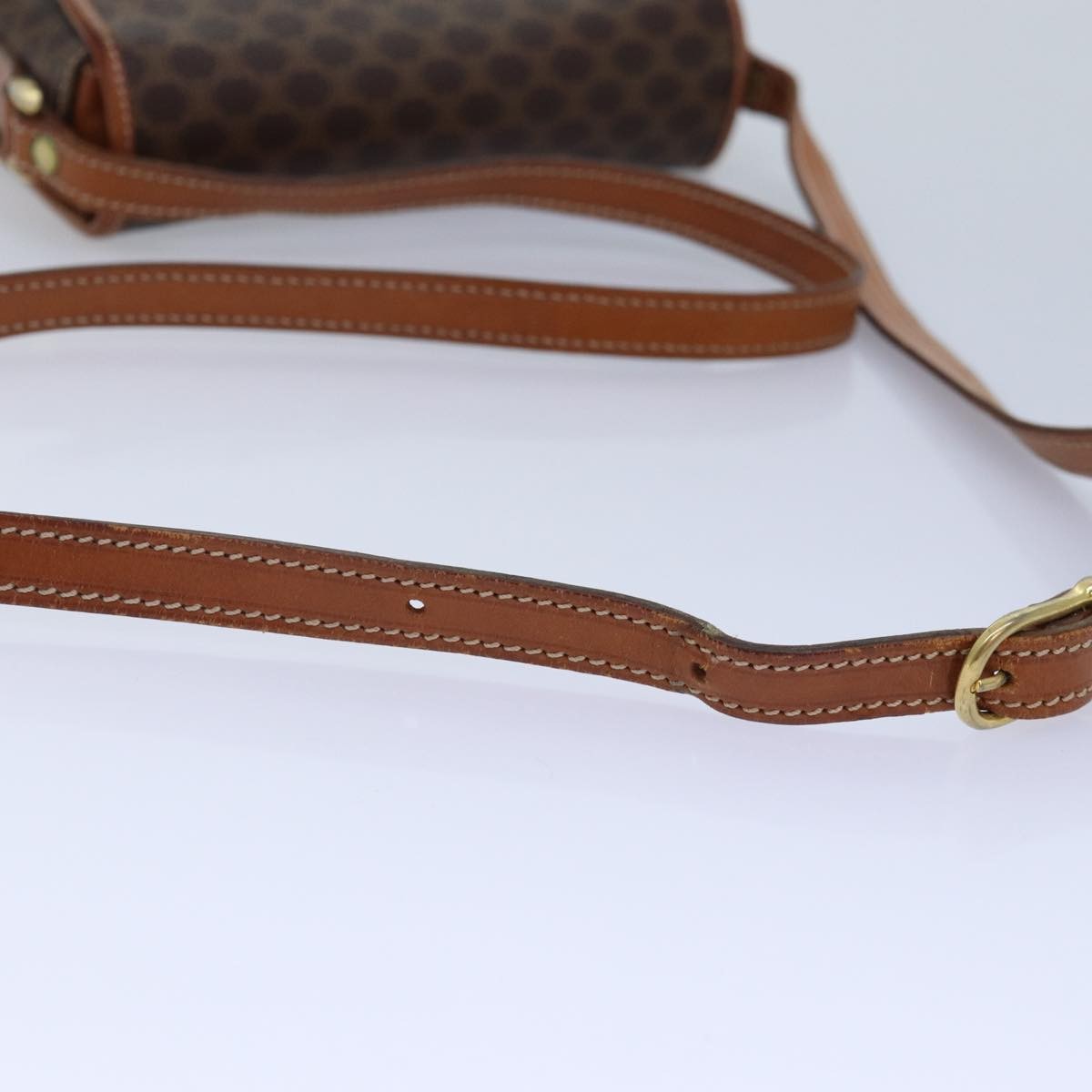 Celine Vintage Macadam Shoulder Bag Canvas and Leather, BROWN, CANVAS, Shoulder bag