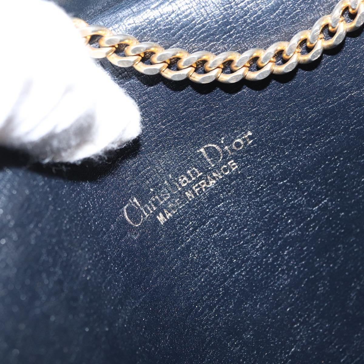 Christian Dior Vintage CD Chain Flap Shoulder Bag Diorissimo Canvas, NAVY, CANVAS, Shoulder bag