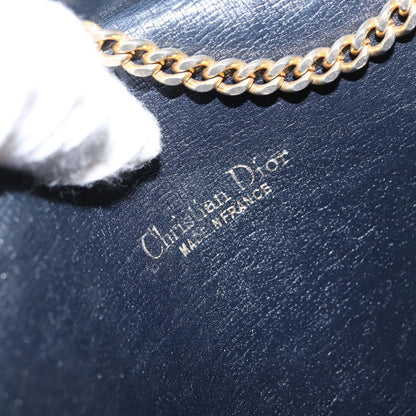 Christian Dior Vintage CD Chain Flap Shoulder Bag Diorissimo Canvas, NAVY, CANVAS, Shoulder bag