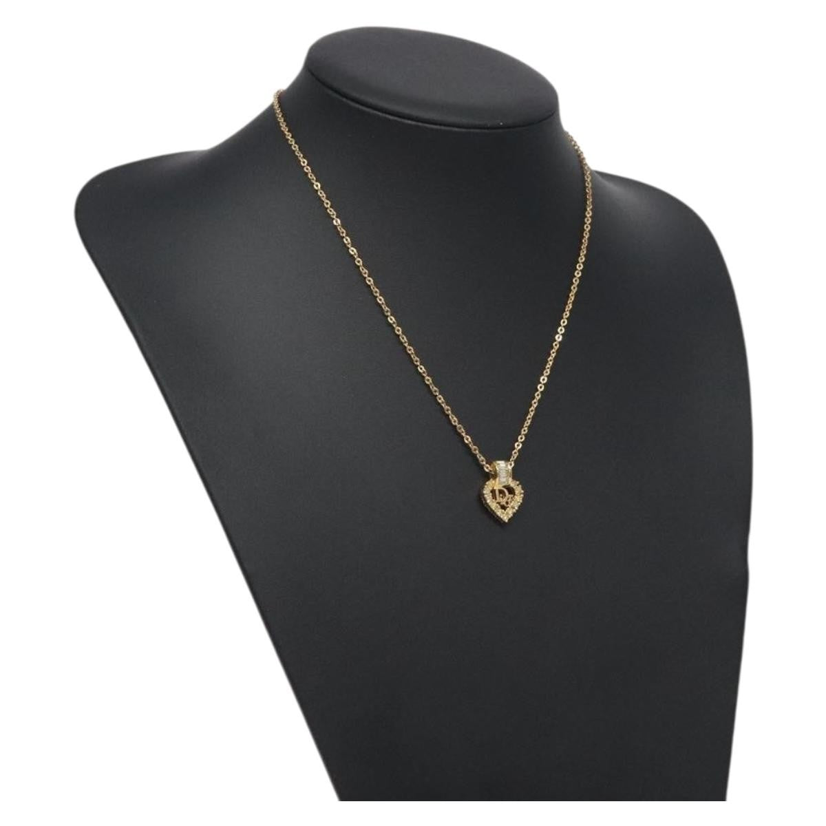 Christian Dior Logo Heart Pendant Necklace Metal, GOLD, METAL, Necklace