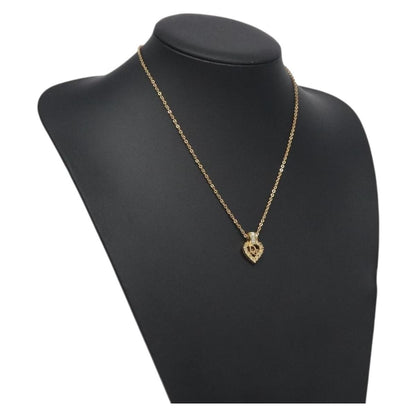 Christian Dior Logo Heart Pendant Necklace Metal, GOLD, METAL, Necklace