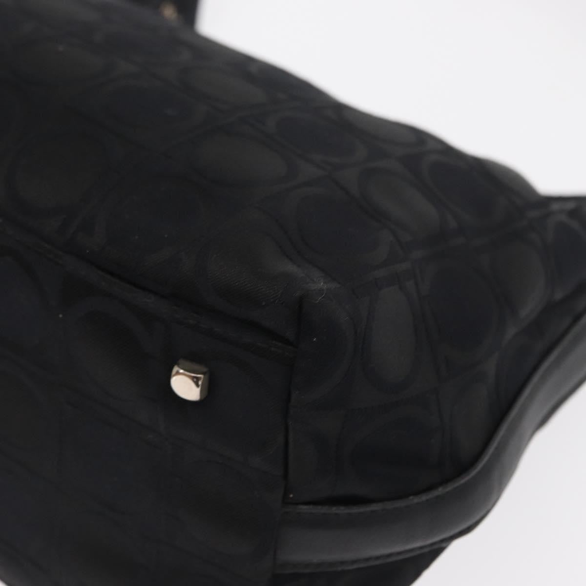 Salvatore Ferragamo Gancini Shoulder Bag Nylon, BLACK, LEATHER, Shoulder bag