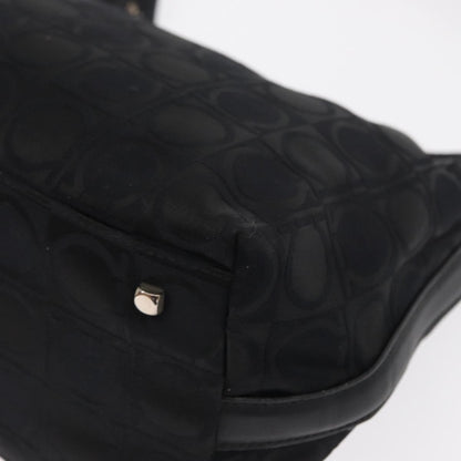 Salvatore Ferragamo Gancini Shoulder Bag Nylon, BLACK, LEATHER, Shoulder bag