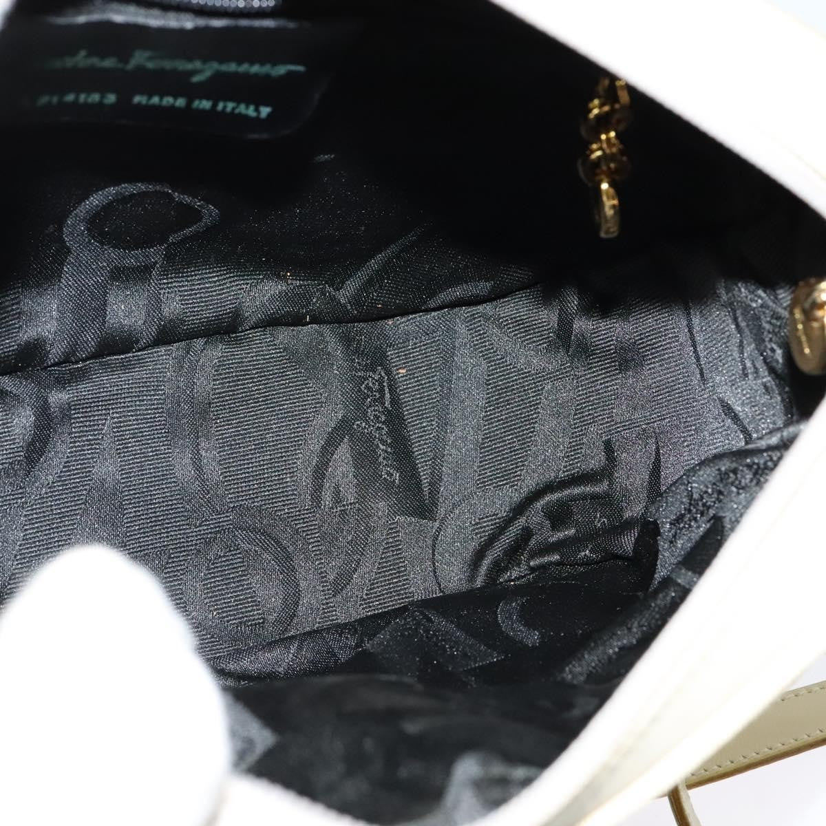 Salvatore Ferragamo Vala Shoulder Bag Leather, WHITE, LEATHER, Shoulder bag