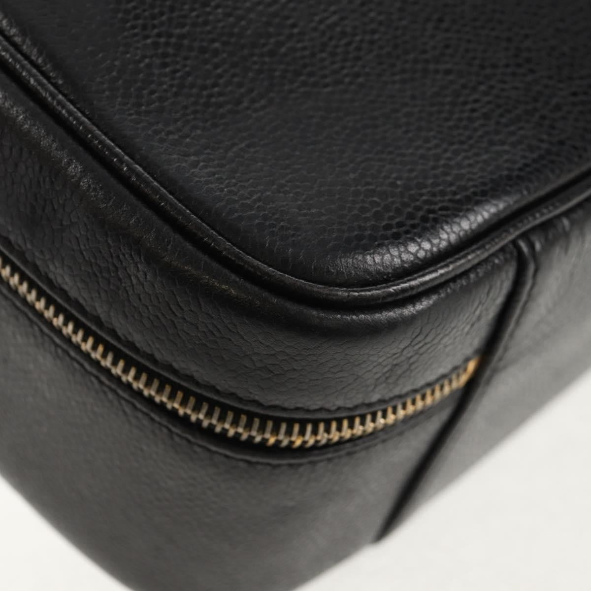 Chanel Vintage Timeless Zip Around Vanity Case Caviar, Black, Leather, Clutch