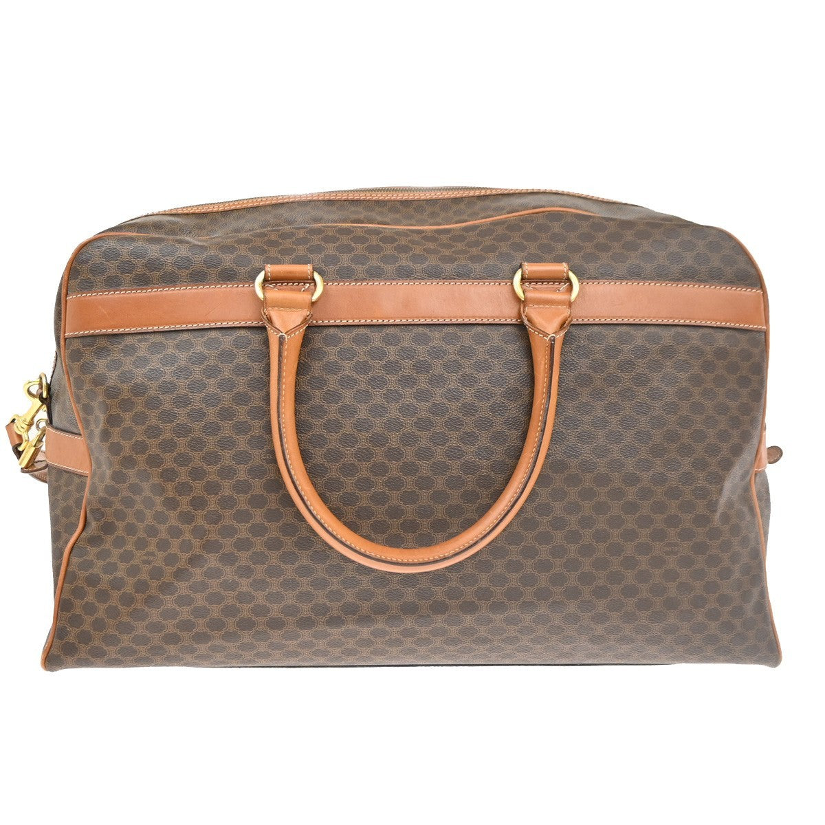 Celine Vintage Macadam Boston bag Canvas and Leather, BROWN, CANVAS, Travel bag