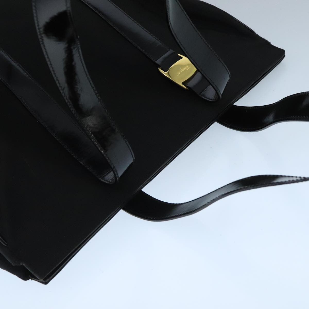 Salvatore Ferragamo Vala Canvas, BLACK, CANVAS, Tote bag