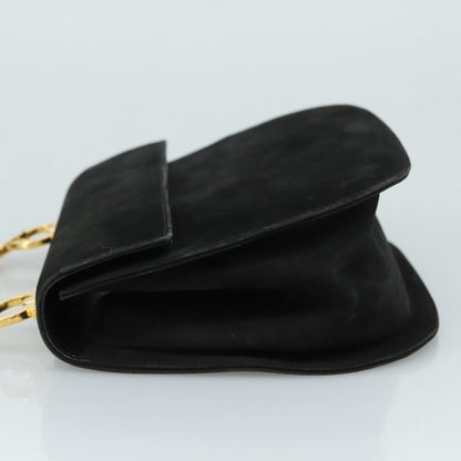 Salvatore Ferragamo Gancini Shoulder Bag Suede, BLACK, SUEDE, Shoulder bag