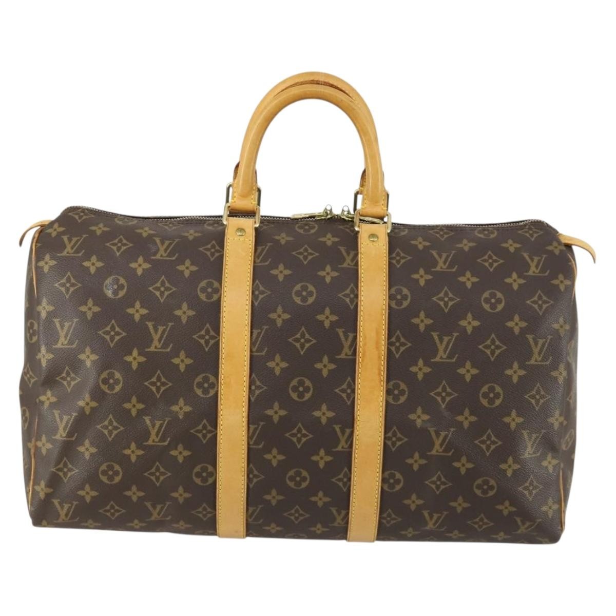 Louis Vuitton Keepall Bag Monogram Canvas, BROWN, CANVAS, Travel bag