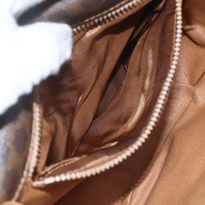 Celine Vintage Macadam Shoulder Bag Canvas and Leather, BROWN, PVC, Shoulder bag