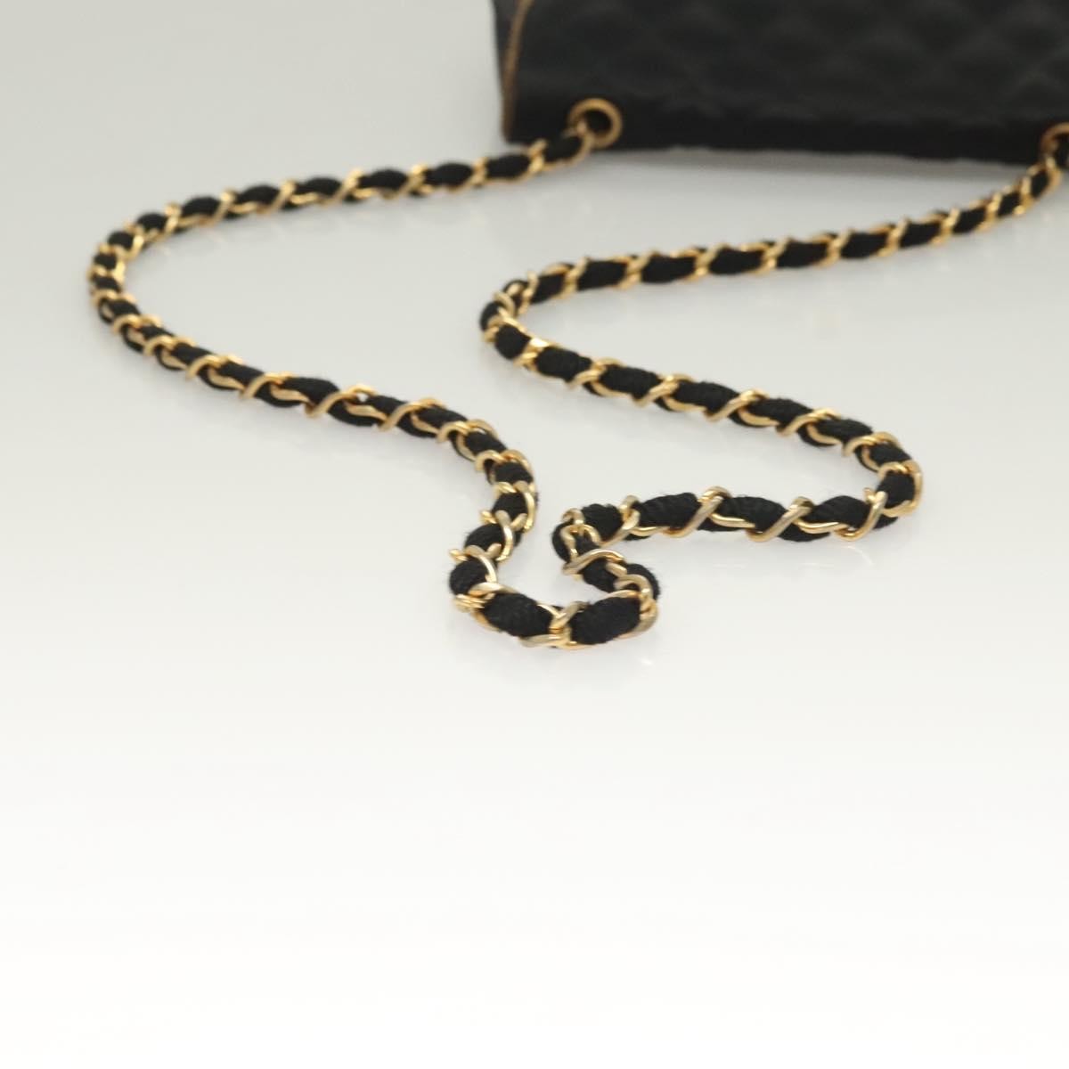 Chanel Vintage Half Moon Chain Bag Quilted Satin with Braided Detail, BLACK, SATIN, Handbag