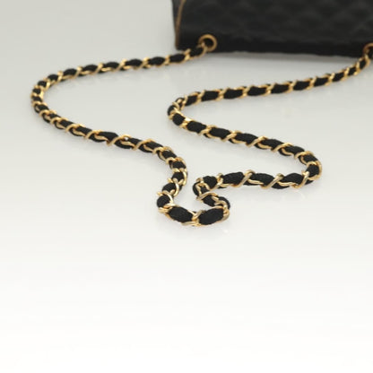 Chanel Vintage Half Moon Chain Bag Quilted Satin with Braided Detail, BLACK, SATIN, Handbag