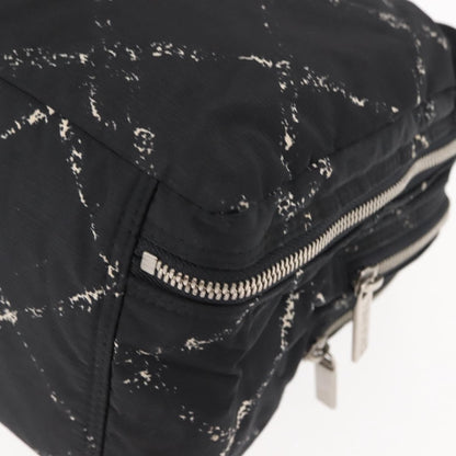 Chanel Travel Line Boston Bag Printed Nylon, BLACK, NYLON, Travel bag