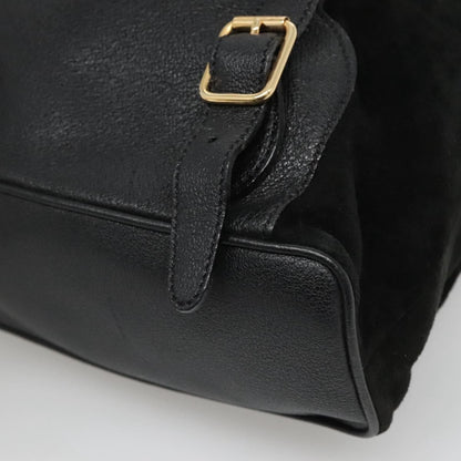 Gucci Vintage Bamboo Backpack Suede and Leather, Black, Suede, Backpack