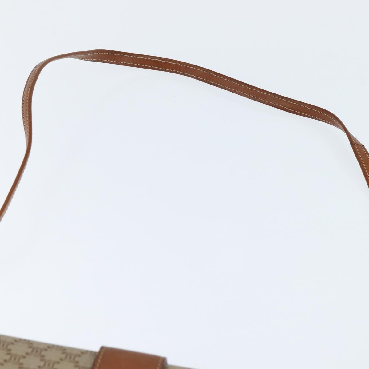 Celine Vintage Macadam Shoulder Bag Canvas and Leather, BEIGE, CANVAS, Shoulder bag