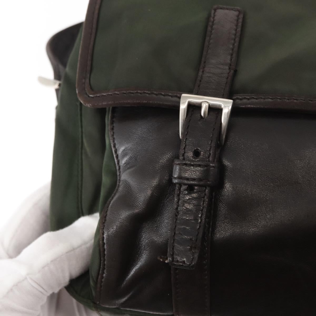 Prada Double Buckle Flap Messenger Bag Tessuto, Khaki, Nylon, Shoulder Bag
