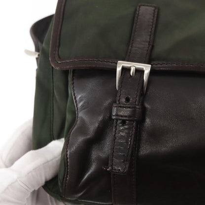 Prada Double Buckle Flap Messenger Bag Tessuto, Khaki, Nylon, Shoulder Bag