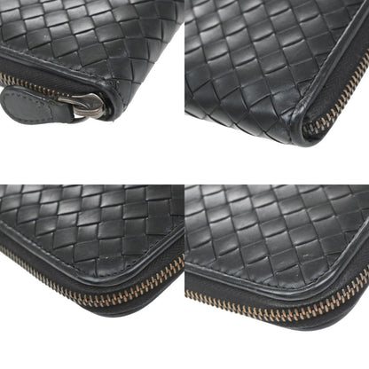Bottega Veneta Intrecciato Long Zip  Wallet Leather, BLACK, LEATHER, Wallets