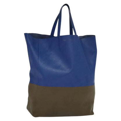 Celine Vertical Cabas Tote Leather, BLUE, LEATHER, Tote bag