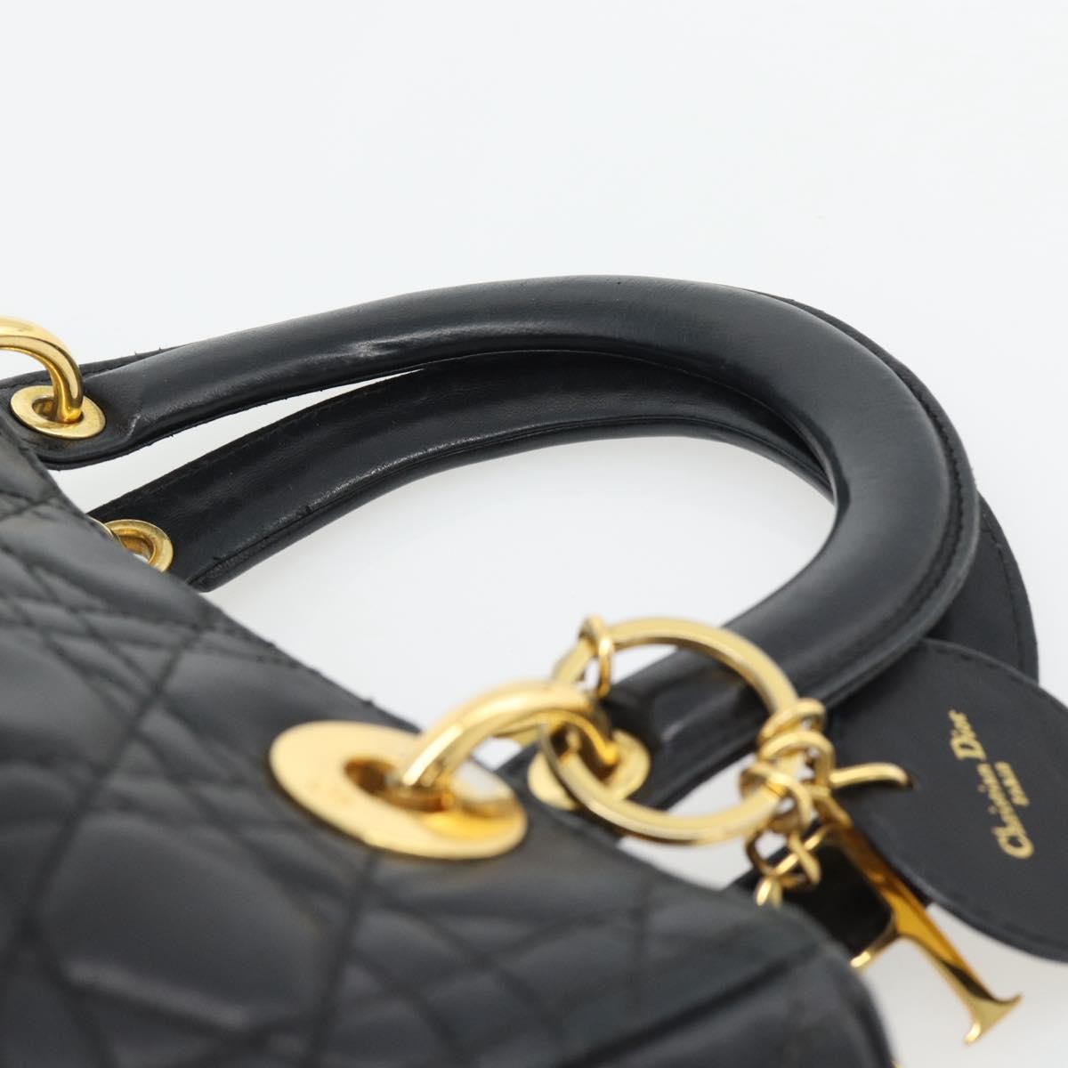 Christian Dior Lady Dior Bag Leather, Black, Leather, Handbag
