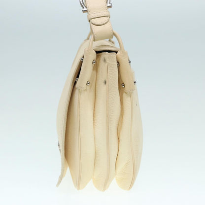 Salvatore Ferragamo Gancini Shoulder Bag Leather, WHITE, LEATHER, Shoulder bag