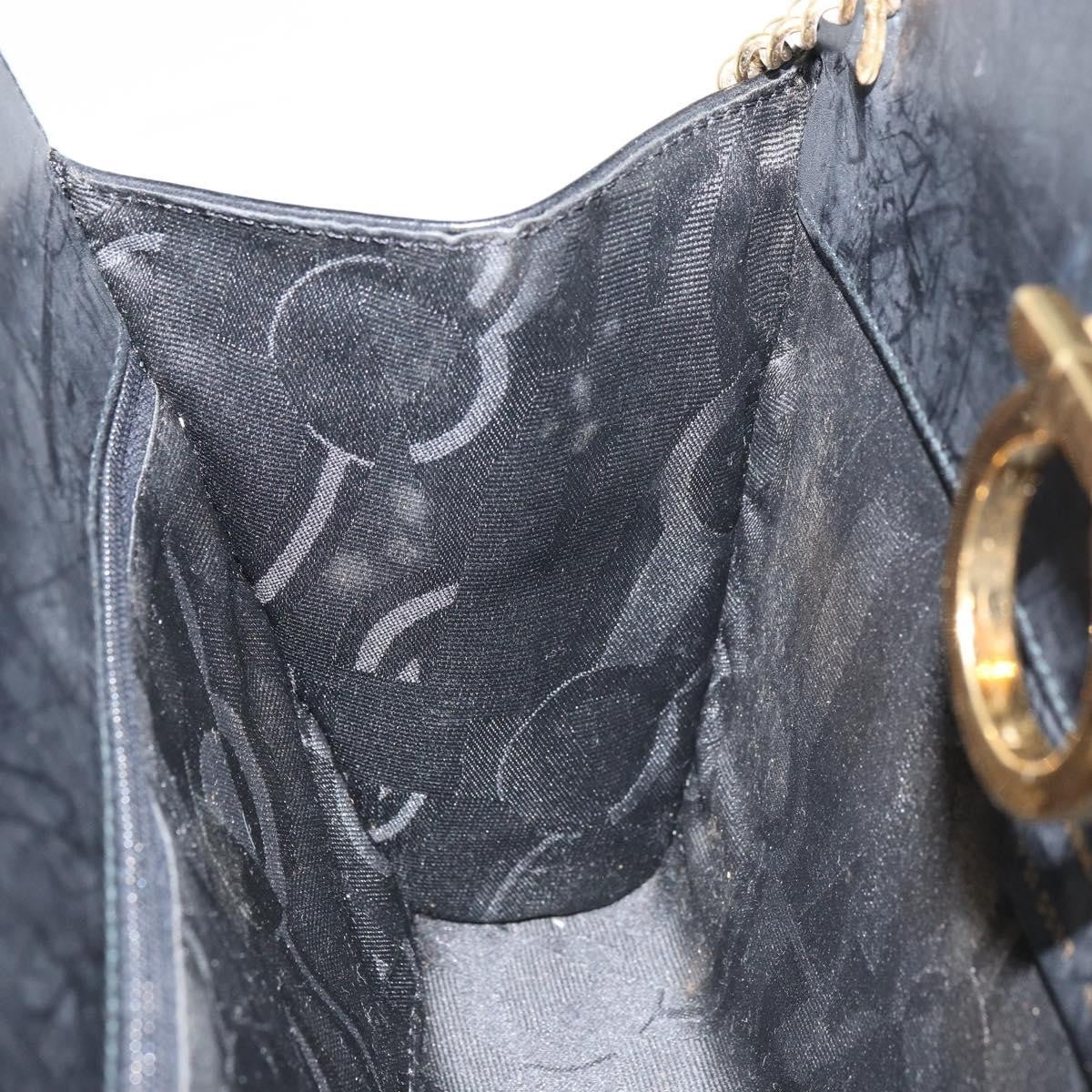 Salvatore Ferragamo Vintage Gancini Chain Shoulder Bag Leather, BLACK, LEATHER, Shoulder bag