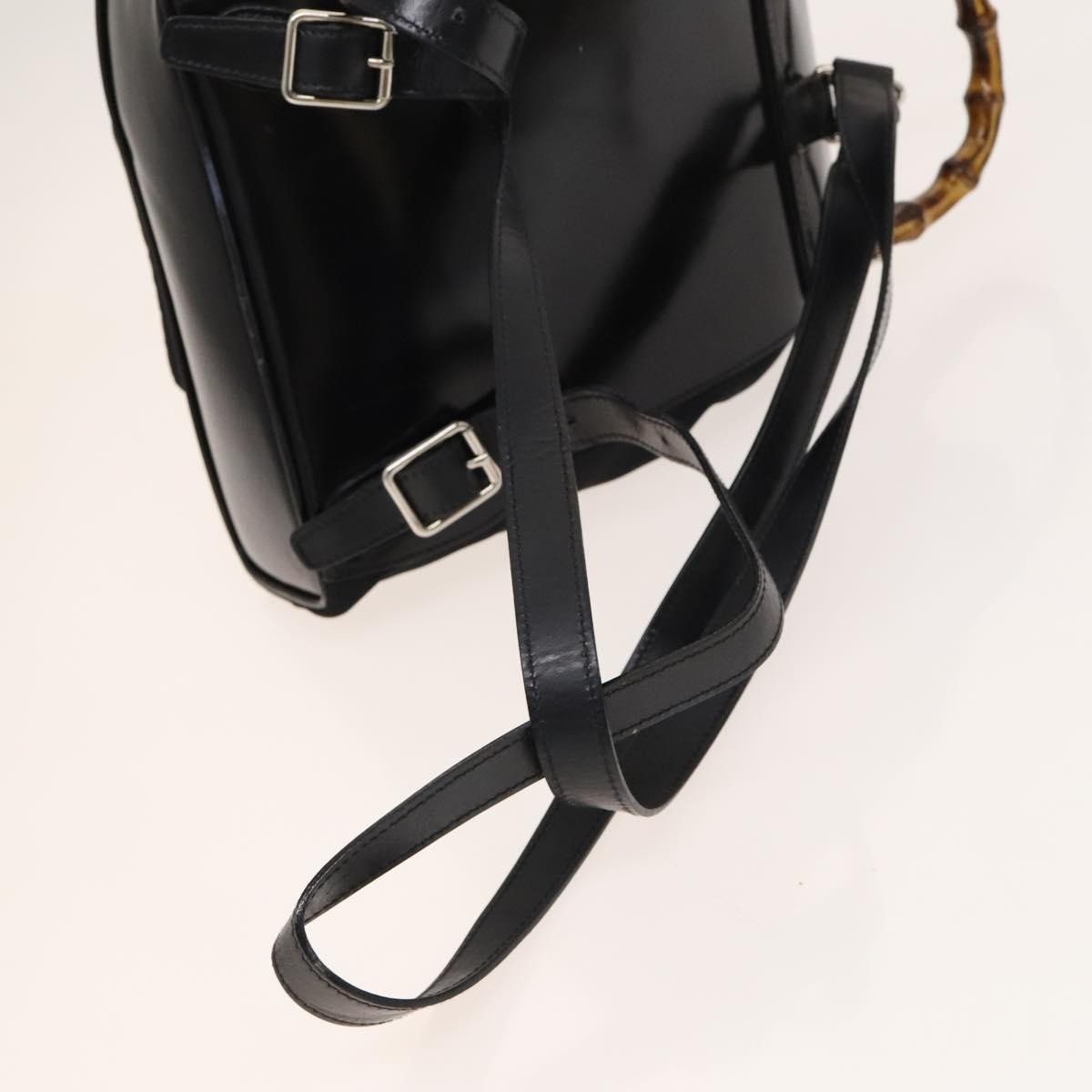 Gucci Vintage Bamboo Backpack Nylon and Patent Leather, BLACK, NYLON, Backpack