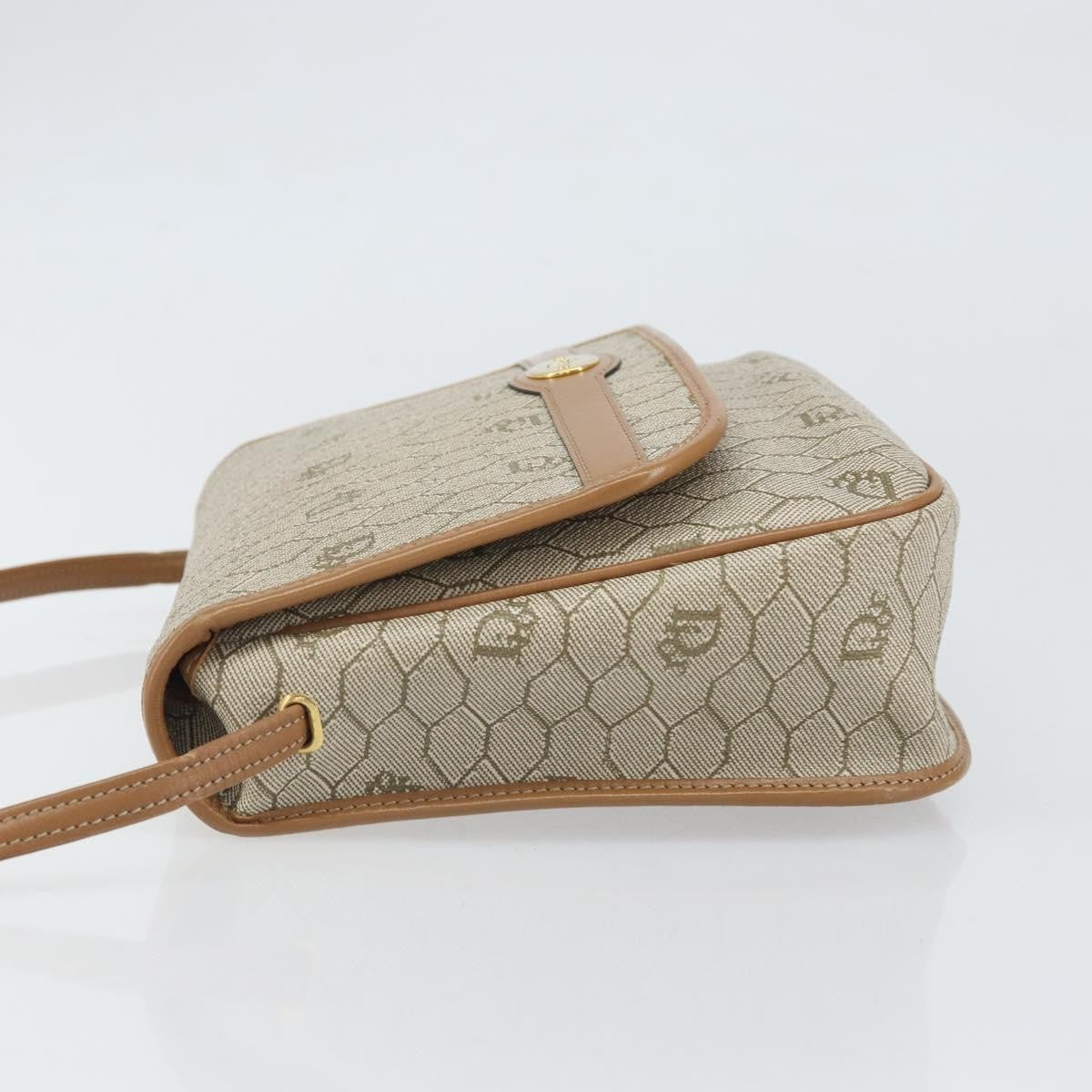Christian Dior Vintage Honeycomb Shoulder Bag Canvas, Beige, PVC + Canvas, Shoulder Bag