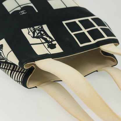 Chanel Coco Window Tote Printed Canvas, BLACK, CANVAS, Tote bag