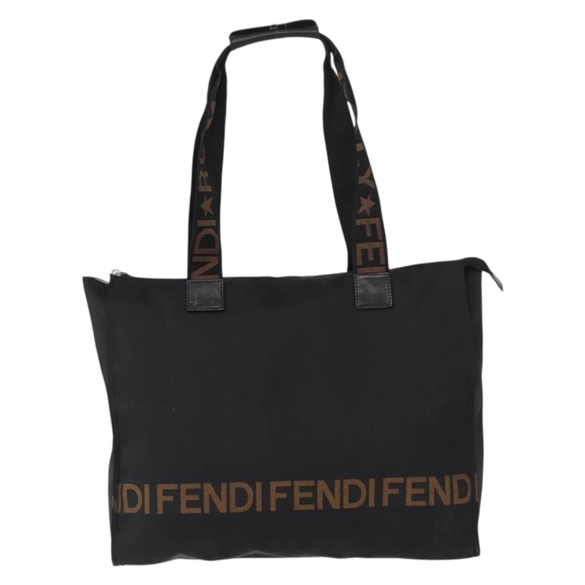 Fendi Vintage Convertible Logo Weekender Nylon, Black, Nylon, Tote Bag
