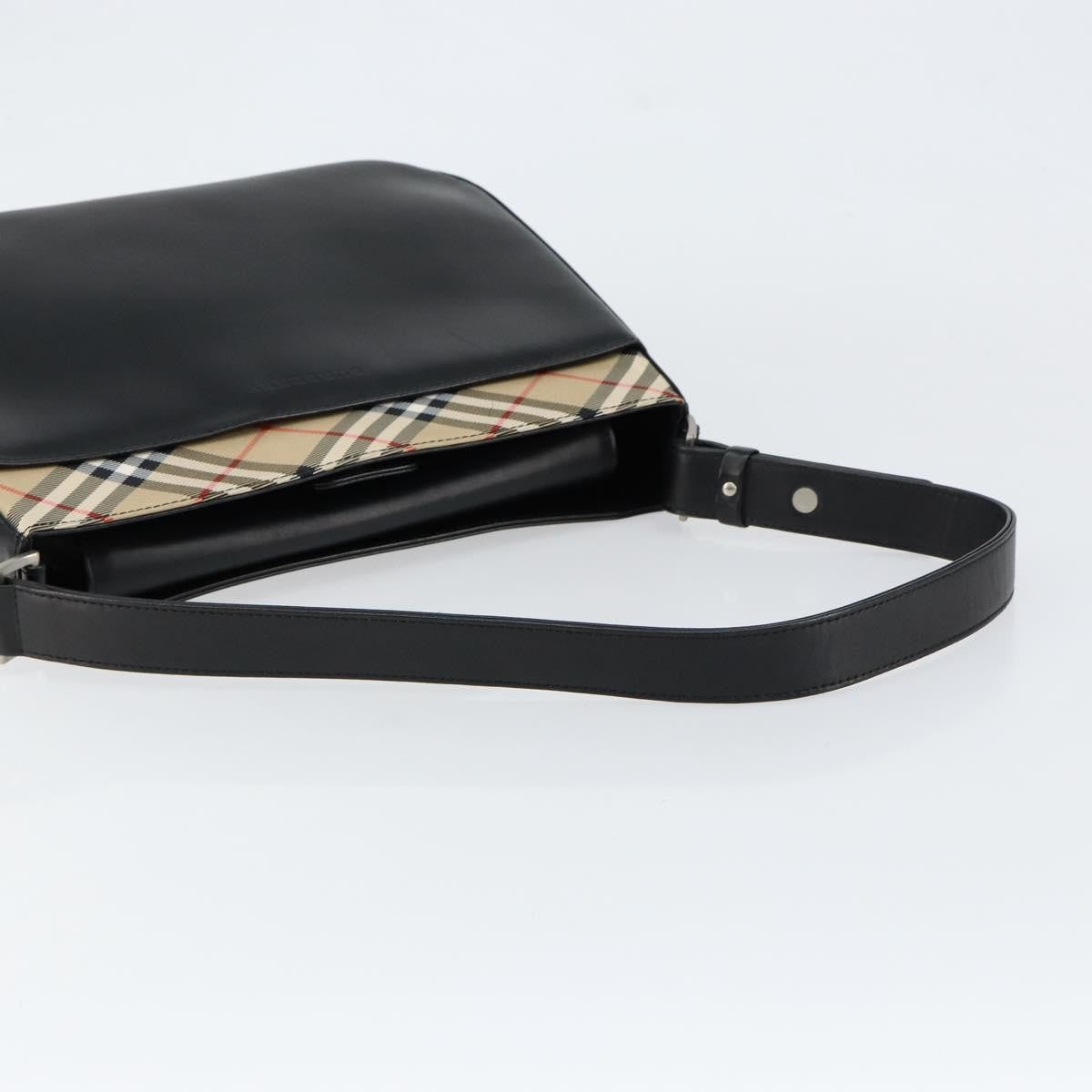 Burberry Nova check Shoulder bag Leather, BLACK, LEATHER, Shoulder bag