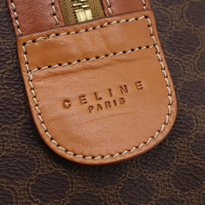 Celine Vintage Duffle Bag Canvas and Leather, Brown, Canvas, Travel Bag