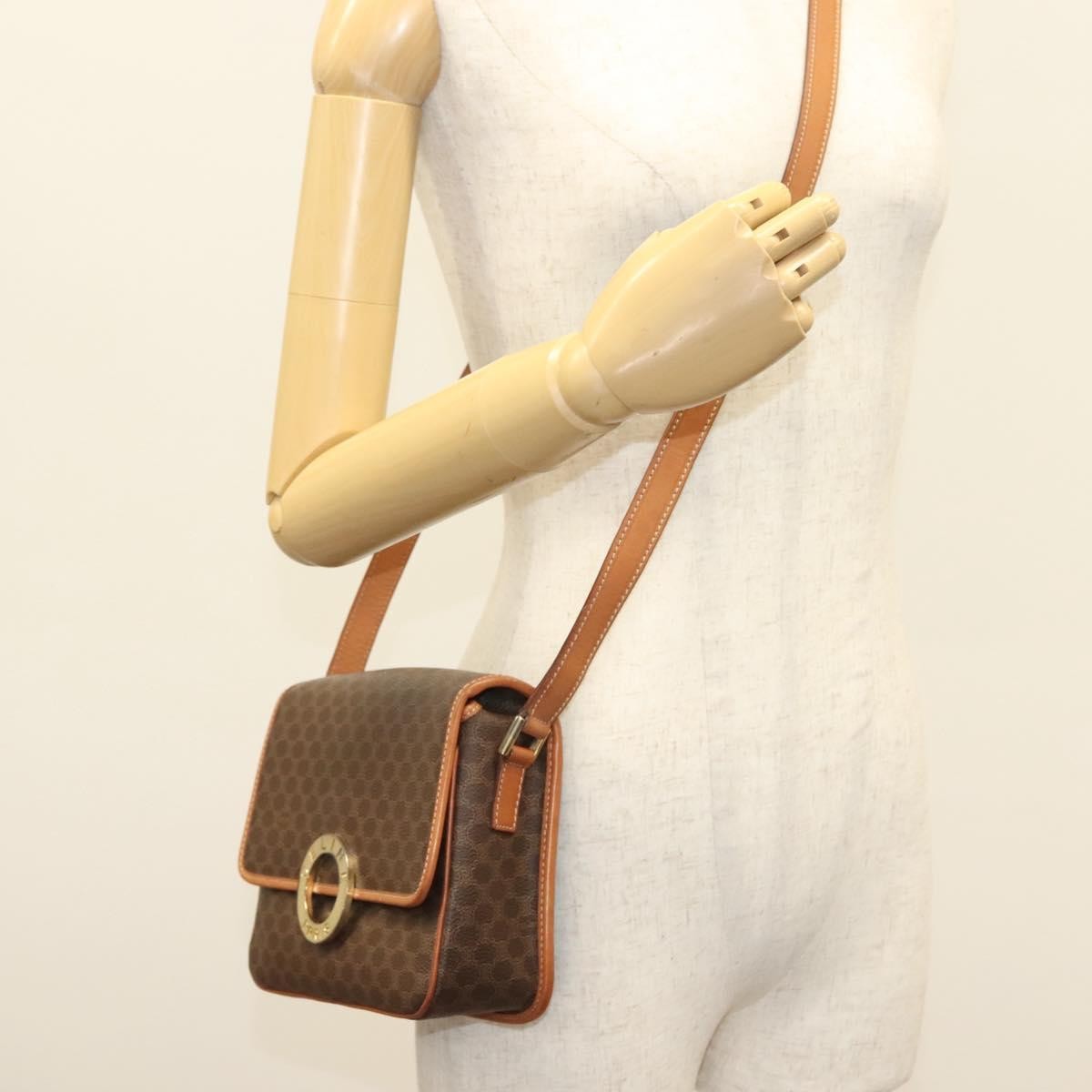 Celine Macadam Shoulder Bag PVC Leather, BROWN, CANVAS, Shoulder bag