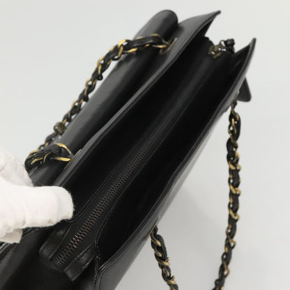 Chanel Vintage CC Front Pocket Tote Quilted Leather, BLACK, LEATHER, Tote bag