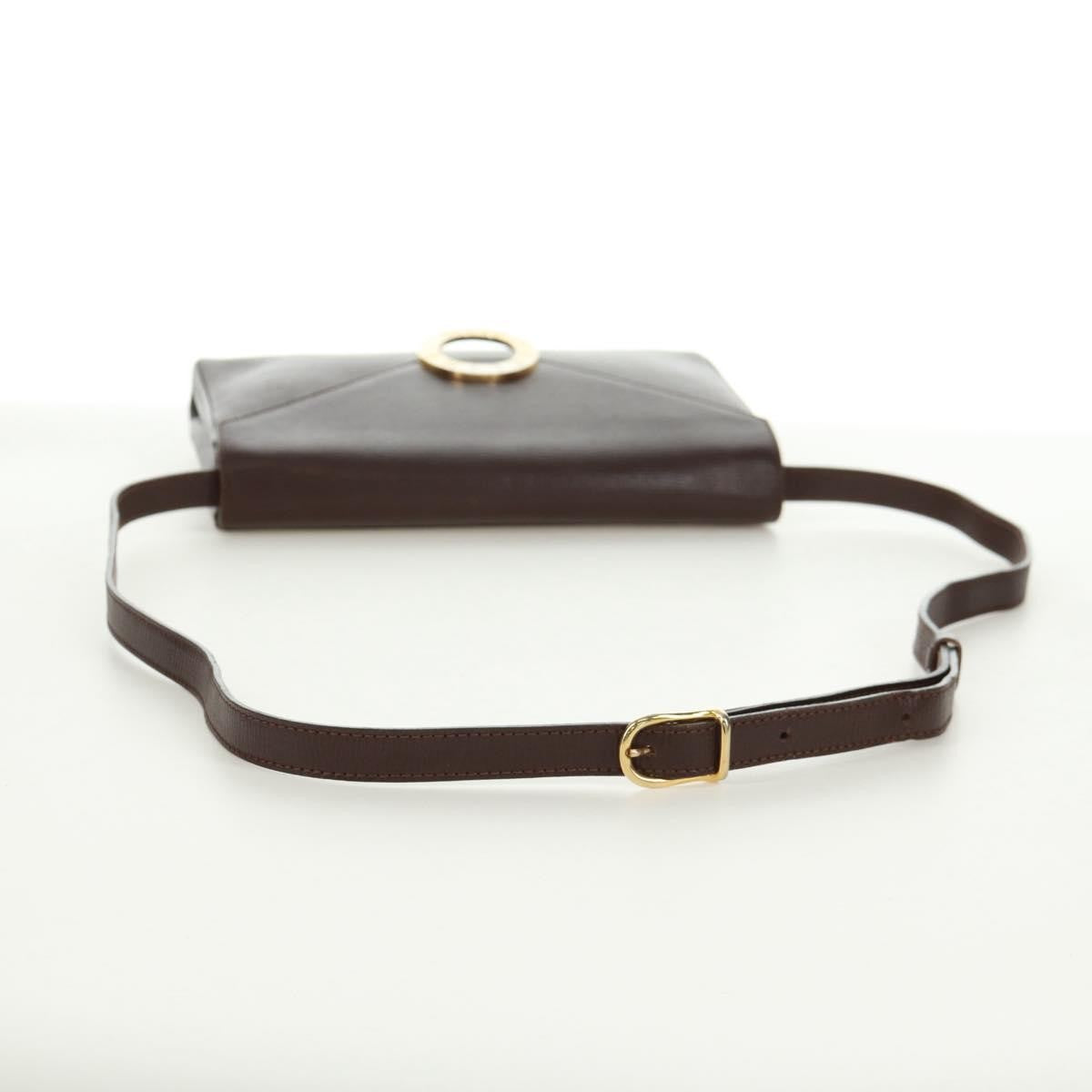 Celine Circle Logo Shoulder Bag Leather, BROWN, LEATHER, Shoulder bag